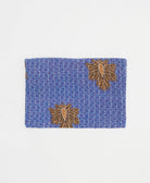 ethically made small zipper pouch in royal blue & cornflower blue diamond print design