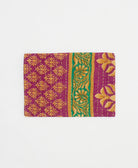 eco-friendly small zipper pouch in mulberry purple & tan floral stripe print