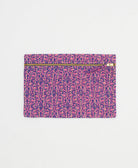 bubblegum pink small pouch with royal blue swirl print handmade in India from vintage cotton saris