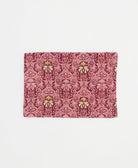 small zipper pouch in pink and reddish purple swirl print handmade by women artisans in India