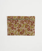 olive and brick red paisley small pouch handmade from one-of-a-kind vintage cotton fabric