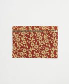 red small pouch in beige daisy print handmade in India from vintage cotton saris