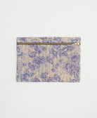 floral small pouch in pastel lavender and ivory with bold kantha embroidery handmade in India