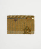 brown small pouch with tan geometric pattern made from unique one-of-a-kind vintage saris in India