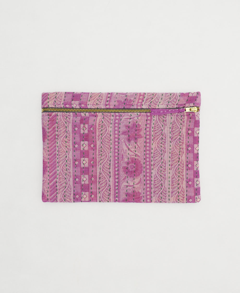 small pouch made from upcycled vintage fabrics in India by all women artisans