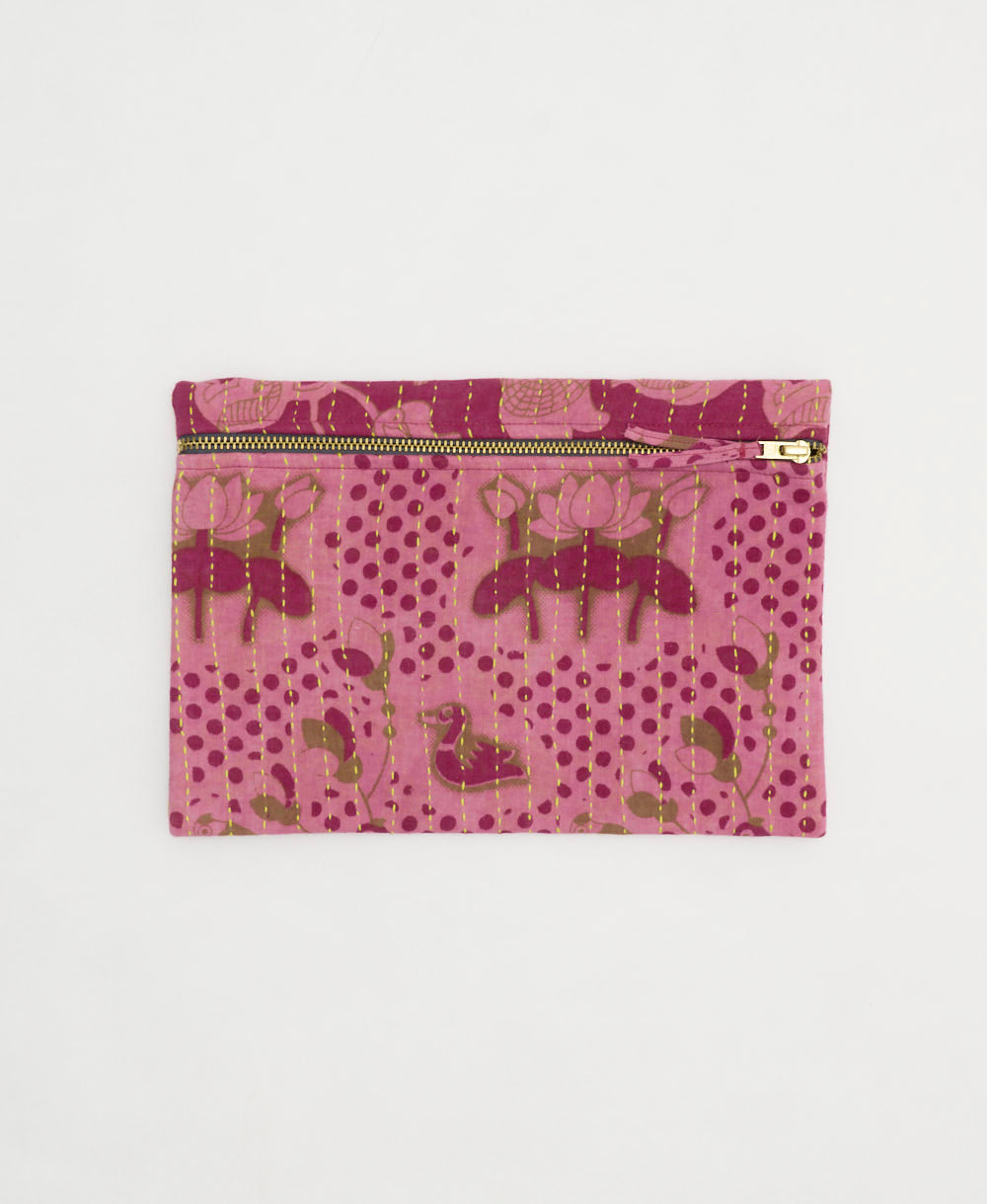 small pouch made from upcycled vintage fabrics in India by all women artisans