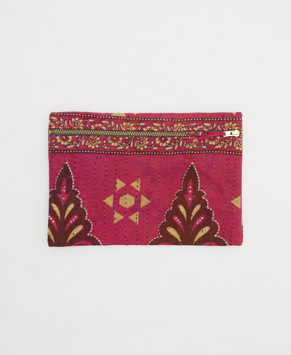 small pouch made from upcycled vintage fabrics in India by all women artisans