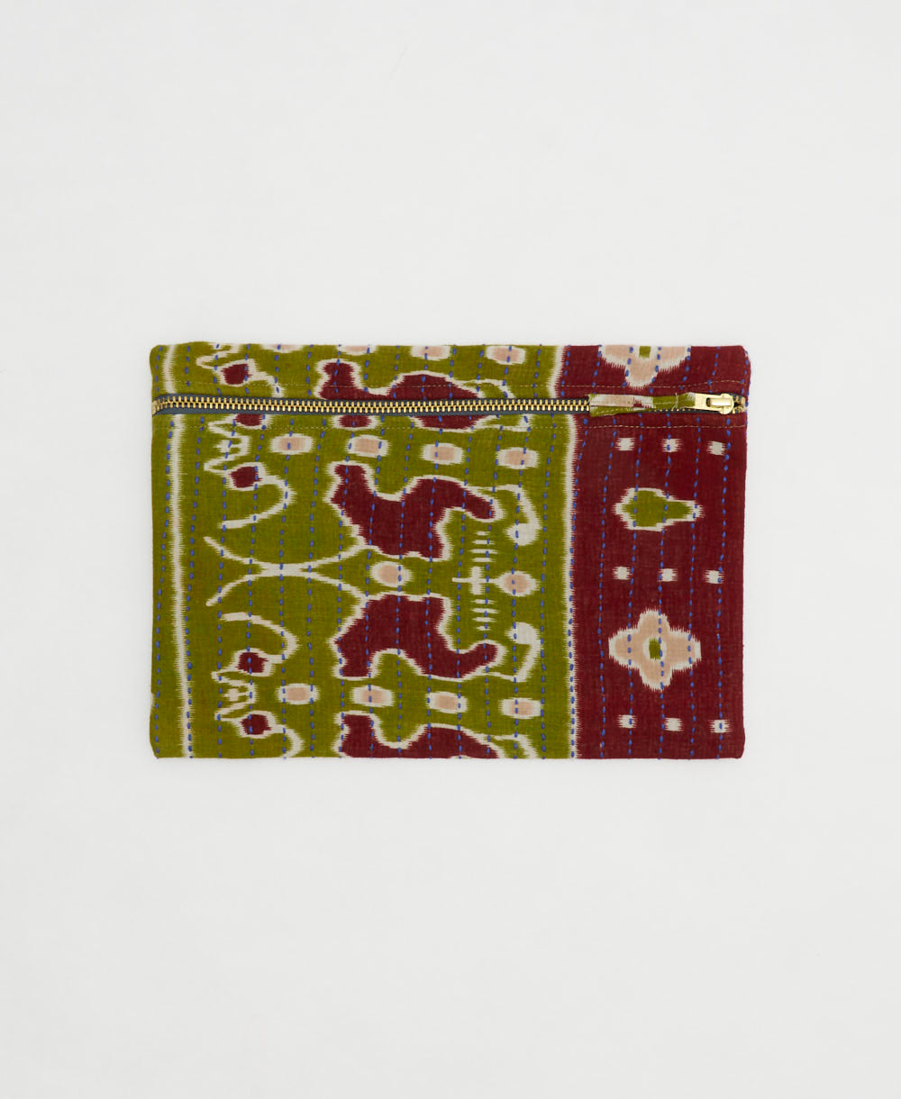 small pouch made from upcycled vintage fabrics in India by all women artisans