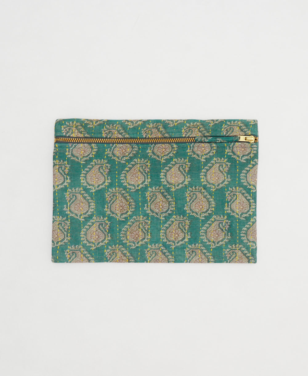 small pouch made from upcycled vintage fabrics in India by all women artisans