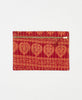 One-of-a-kind red tradtional vintage kantha pouch clutch