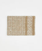 Artisan-made beige and tan geometric vintage kantha pouch clutch