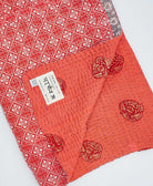 Coral paisley  Kantha quilt throw made of recycled vintage saris