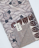 grey Floral Kantha quilt throw made of recycled vintage saris