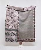  Artisan made grey floral kantha quilt throw  