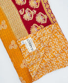 orange and red paisley Kantha quilt throw made of recycled vintage saris