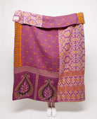  Artisan made purple paisley kantha quilt throw  