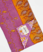 purple and orange Kantha quilt throw made of recycled vintage saris