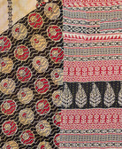 Kantha quilt throw featuring red & black paisley traditional kantha hand stitching