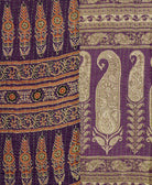 Kantha quilt throw featuring eggplant paisley traditional kantha hand stitching