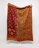  Artisan made maroon abstract kantha quilt throw  