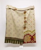  Artisan made forest green bird print kantha quilt throw  