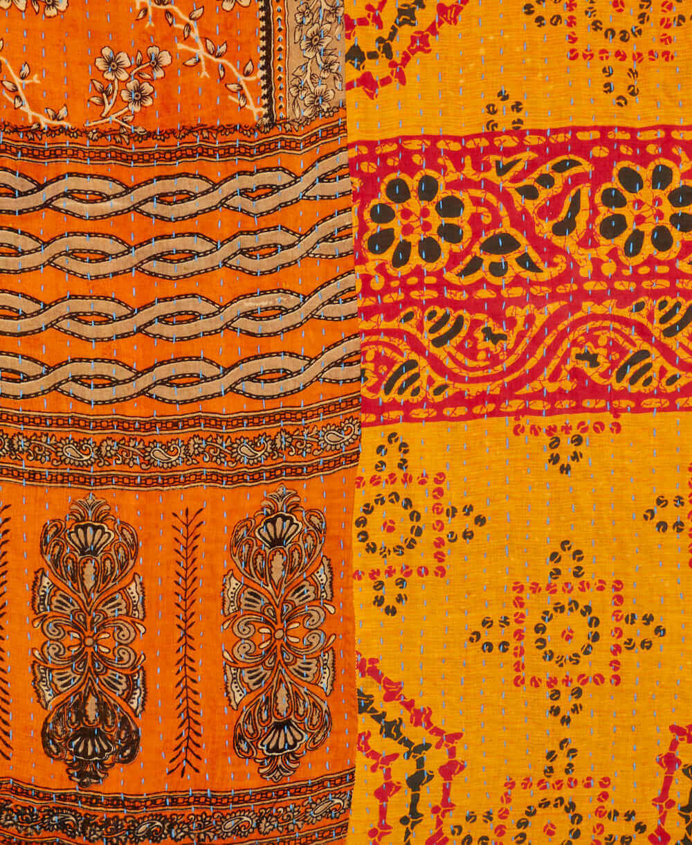 kantha quilt throw perfect for any room in saffron 