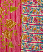 eco-friendly bubblegum pink floral kantha quilt throw featuring kantha hand stitching 