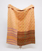 Artisan made red & sepia tan kantha quilt throw  