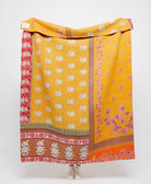 Artisan made marigold yellow kantha quilt throw  