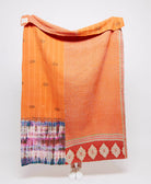 Artisan made orange & purple tie dye kantha quilt throw  