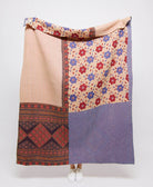 Artisan made red & purple daisy kantha quilt throw  