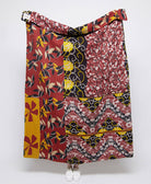 artisan made maroon, black & yellow abstract kantha quilt throw  