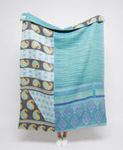  Artisan made blue & navy paisley kantha quilt throw  