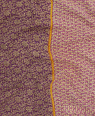 Kantha quilt throw featuring lilac purple floral traditional kantha hand stitching