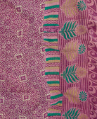 Kantha quilt throw featuring bubblegum pink traditional kantha hand stitching