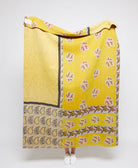  Artisan made sunshine yellow kantha quilt throw  