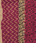 Kantha quilt throw featuring magenta pink chevron traditional kantha hand stitching