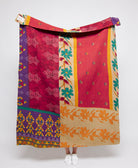  Artisan made bold tropical floral kantha quilt throw  