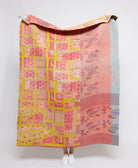  Artisan made pastel pink geometric kantha quilt throw  