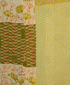 lime green Kantha quilt throw made of recycled vintage saris