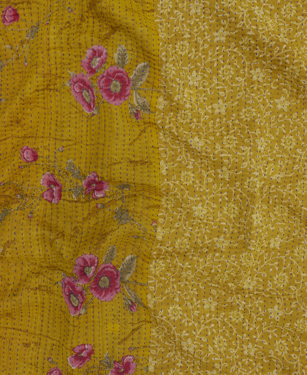 colorful Kantha quilt throw featuring traditional kantha hand stitching