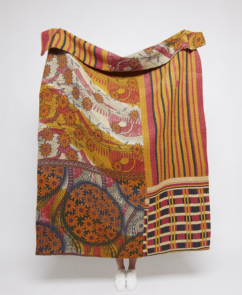artisan-made kantha quilt throw