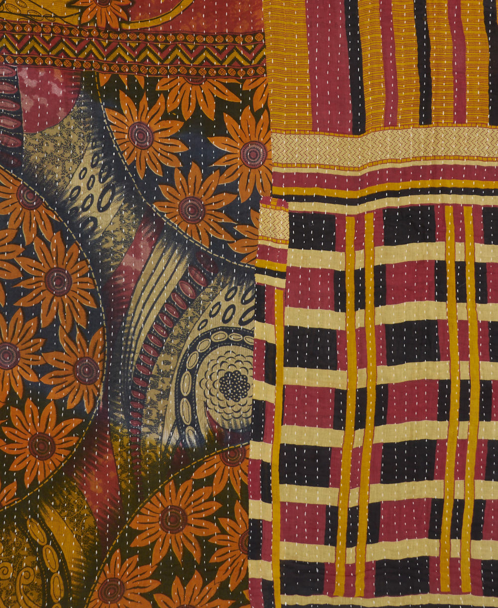 kantha quilt throw made of upcycled vintage cotton saris