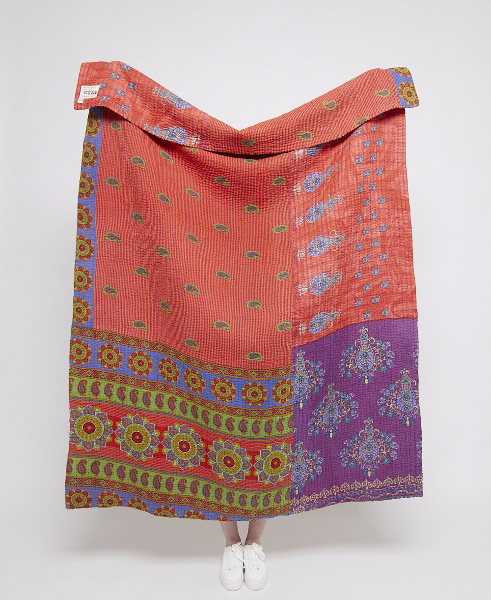 Artisan made kantha quilt throw  