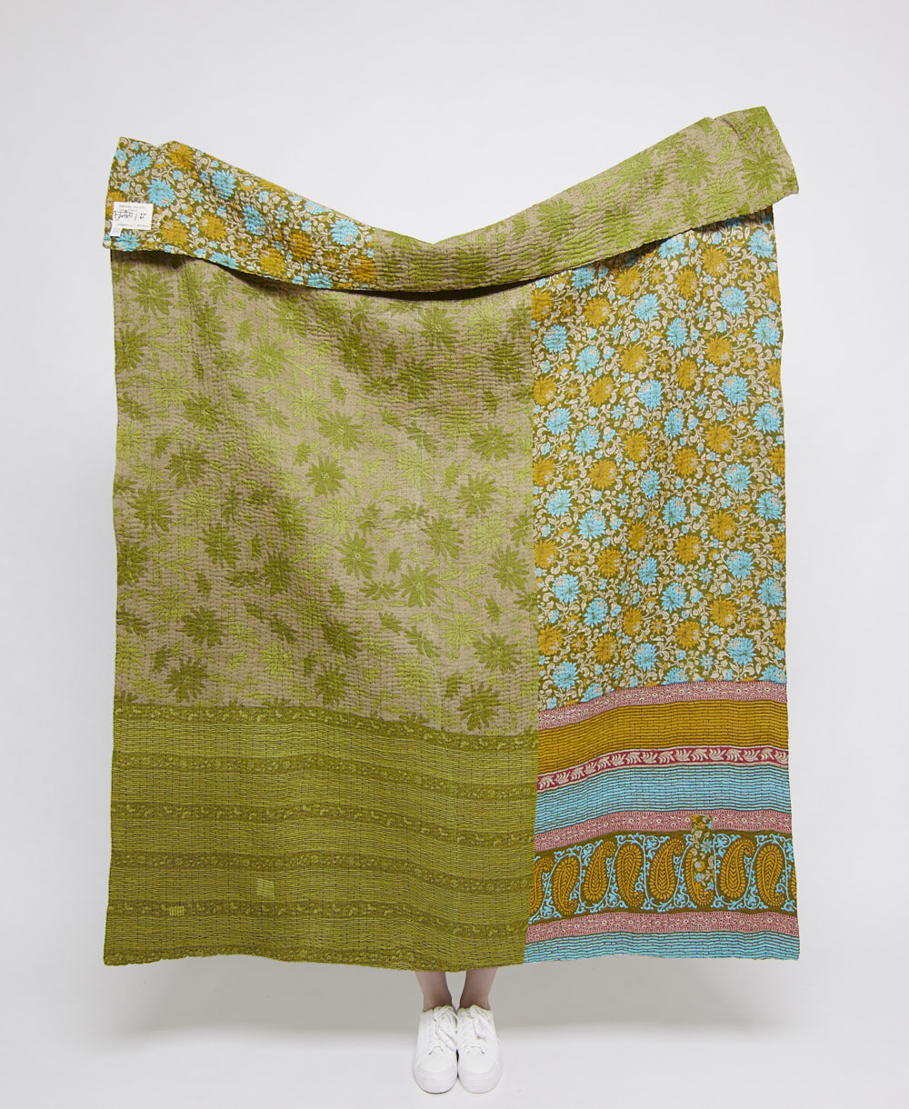 Artisan made kantha quilt throw  