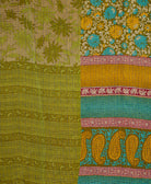 Kantha quilt throw featuring traditional kantha hand stitching