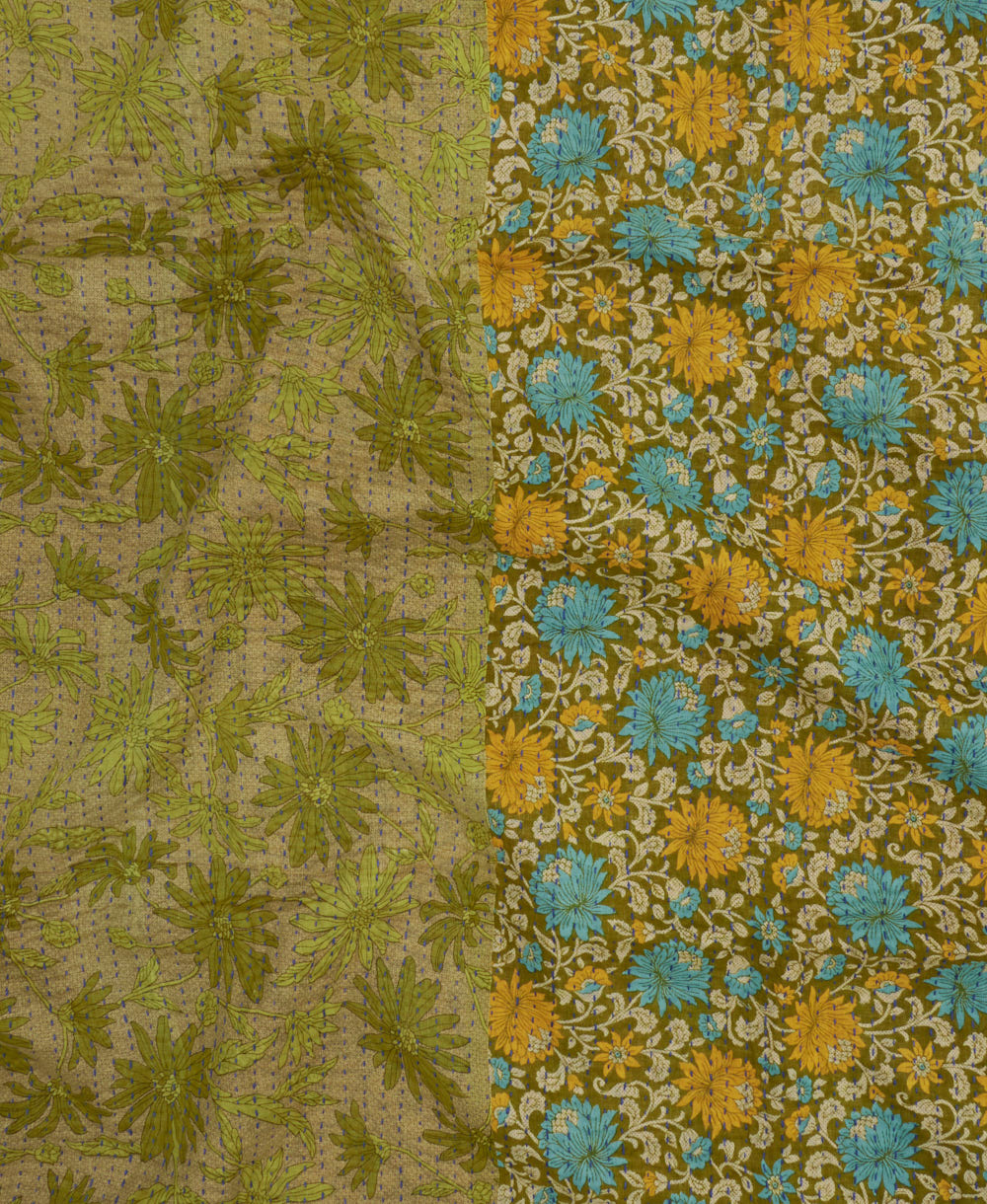 Kantha quilt throw made of recycled vintage saris