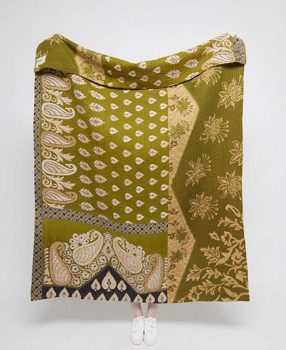 Artisan made kantha quilt throw  