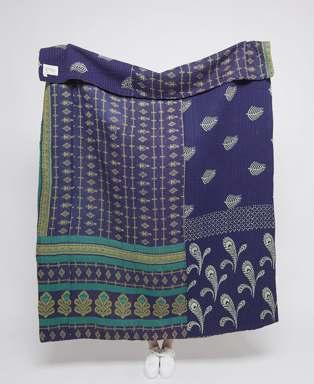 Artisan made kantha quilt throw  