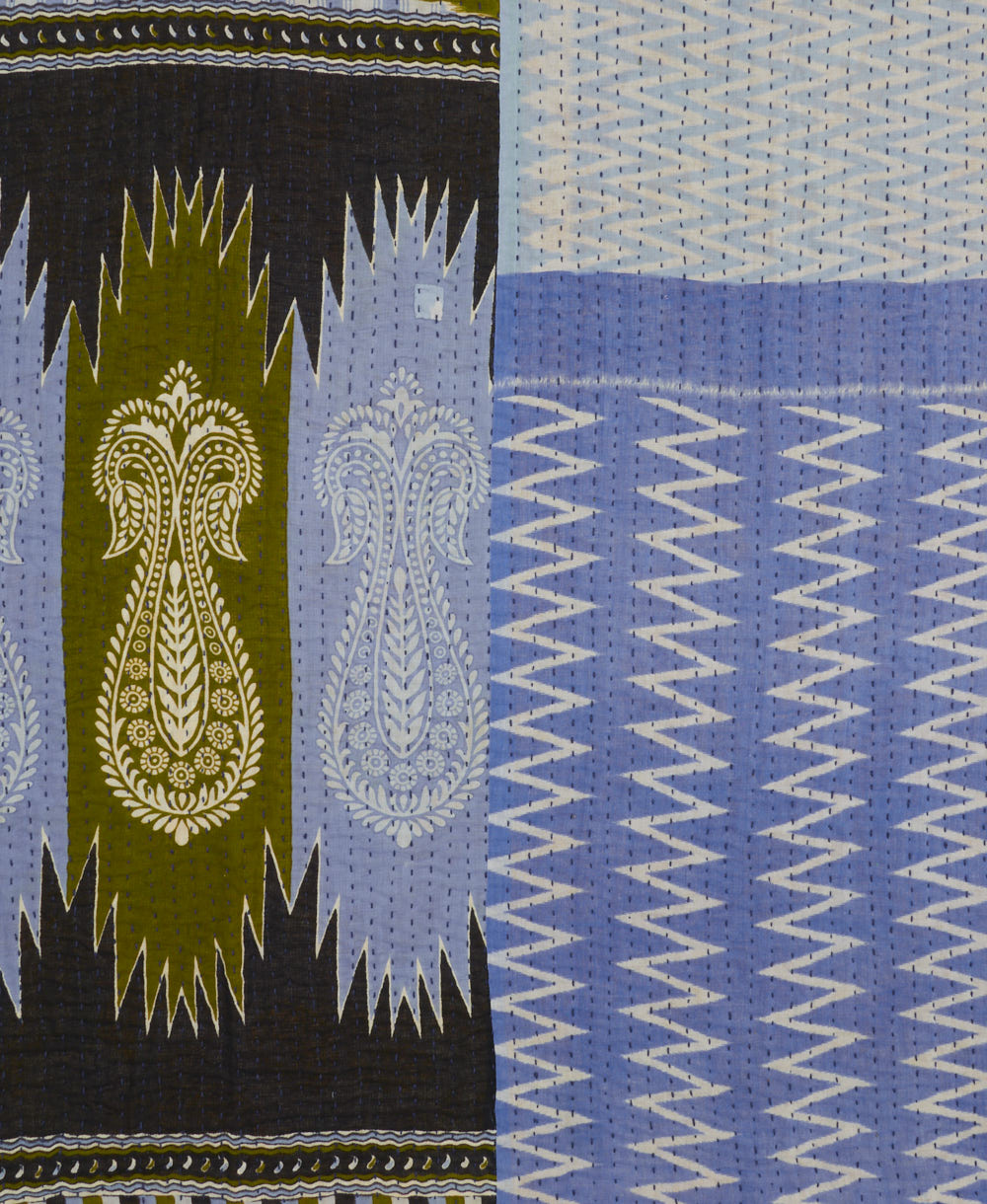Kantha quilt throw made of recycled vintage saris